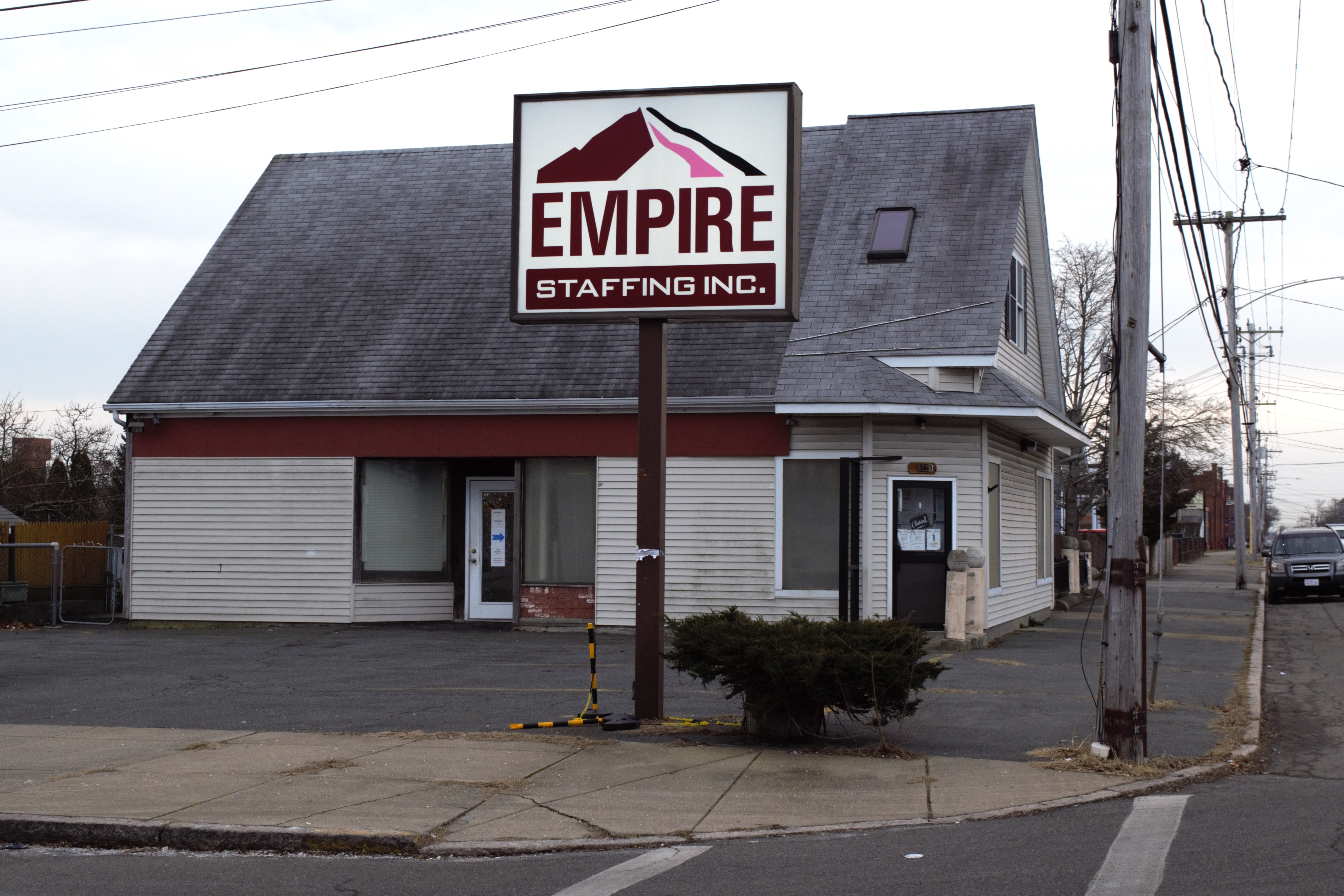 Exterior of the staffing agency, Empire Staffing, in New Bedford, Massachusetts.