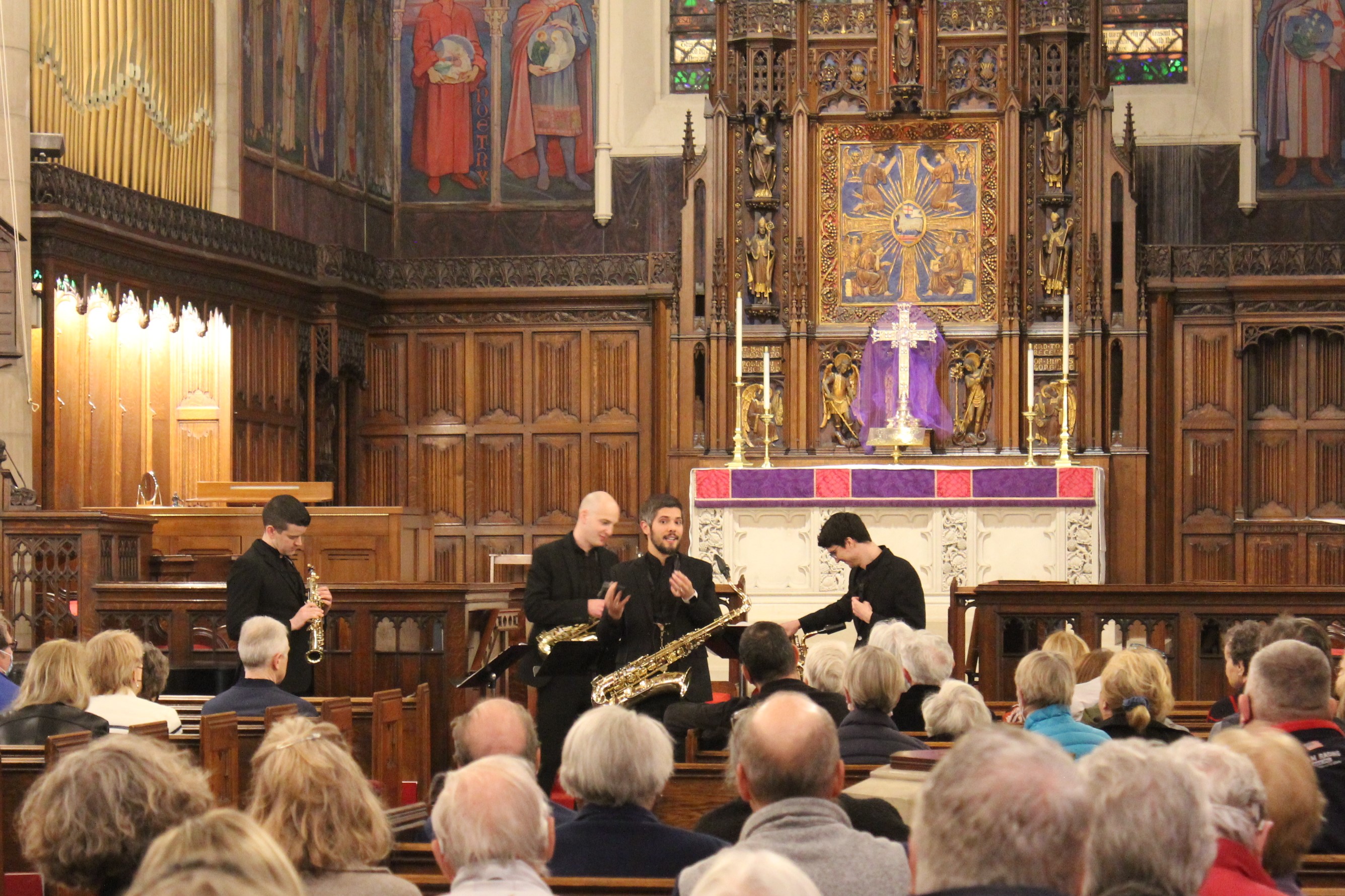 The Sinta Quartet, a classical saxophone ensemble, recently gave a free community concert at Emmanuel Church in Newport.