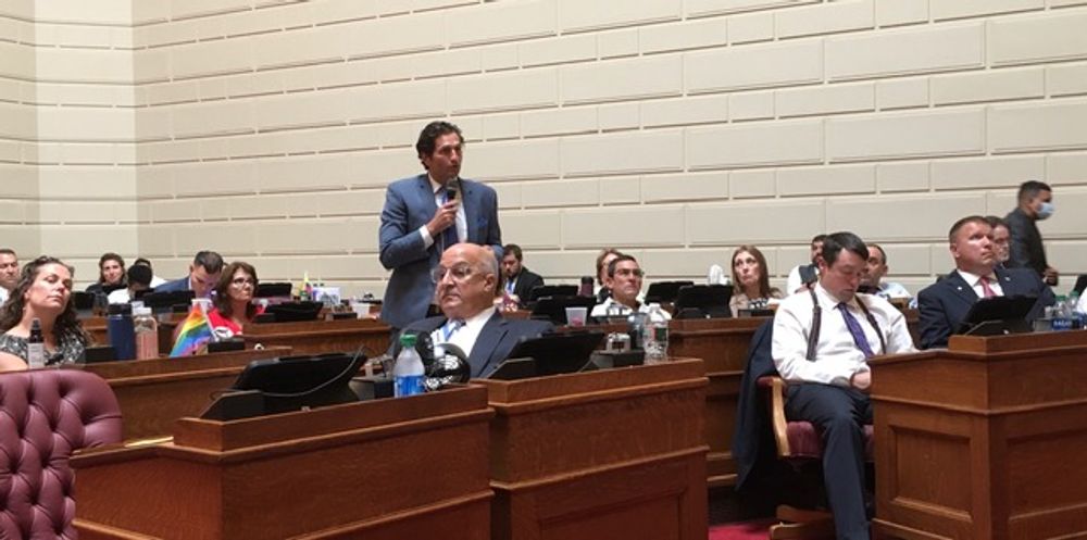 Blake Filippi speaking on the House floor in June 2021, when the threat of COVID was waning.