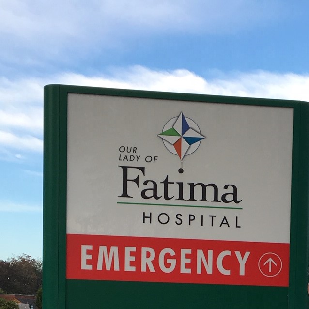 Sign outside Fatima Hospital in North Providence