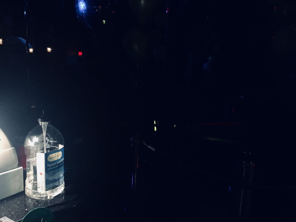 At the Dark Lady, a LGBTQ club in Providence, everyone was encouraged to take a pump of hand sanitizer on their way in. March 14, 2020. 