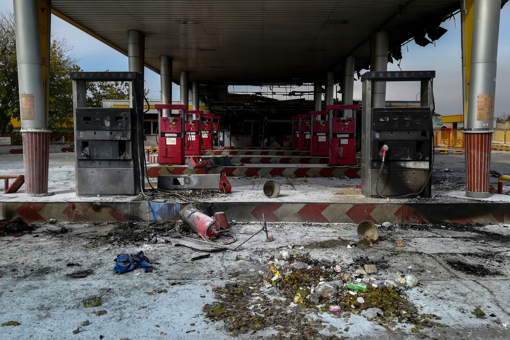 This photo released by the Iranian Students' News Agency, ISNA, shows a gas station that was burned during protests that followed authorities' decision to raise gasoline prices, in Tehran, Iran, Sunday, Nov. 17, 2019. Ayatollah Ali Khamenei, Iran's supreme leader on Sunday backed the government's decision to raise gasoline prices and called angry protesters who have been setting fire to public property over the hike This photo released by the Iranian Students' News Agency, ISNA, shows a gas station that was burned during protests that followed authorities' decision to raise gasoline prices, in Tehran, Iran, Sunday, Nov. 17, 2019. Ayatollah Ali Khamenei, Iran's supreme leader on Sunday backed the government's decision to raise gasoline prices and called angry protesters who have been setting fire to public property over the hike