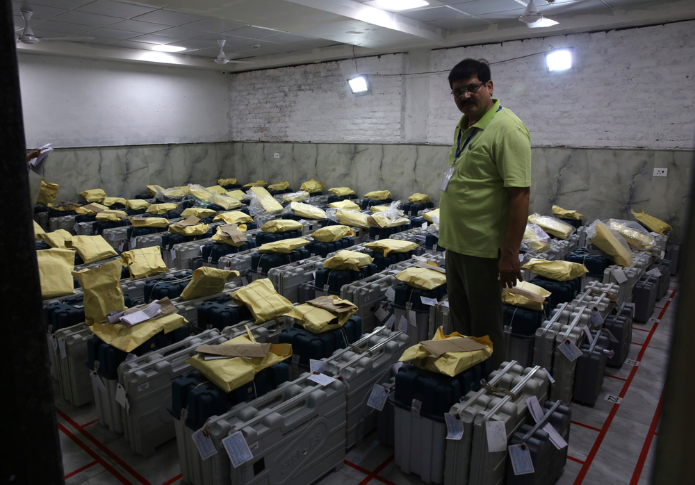 An election official checks electronic voting machines as counting votes of India's massive general elections begins in New Delhi, India, Thursday, May 23, 2019. The count is expected to conclude by the evening, with strong trends visible by midday. (AP Photo/Manish Swarup) An election official checks electronic voting machines as counting votes of India's massive general elections begins in New Delhi, India, Thursday, May 23, 2019. The count is expected to conclude by the evening, with strong trends visible by midday. (AP Photo/Manish Swarup)