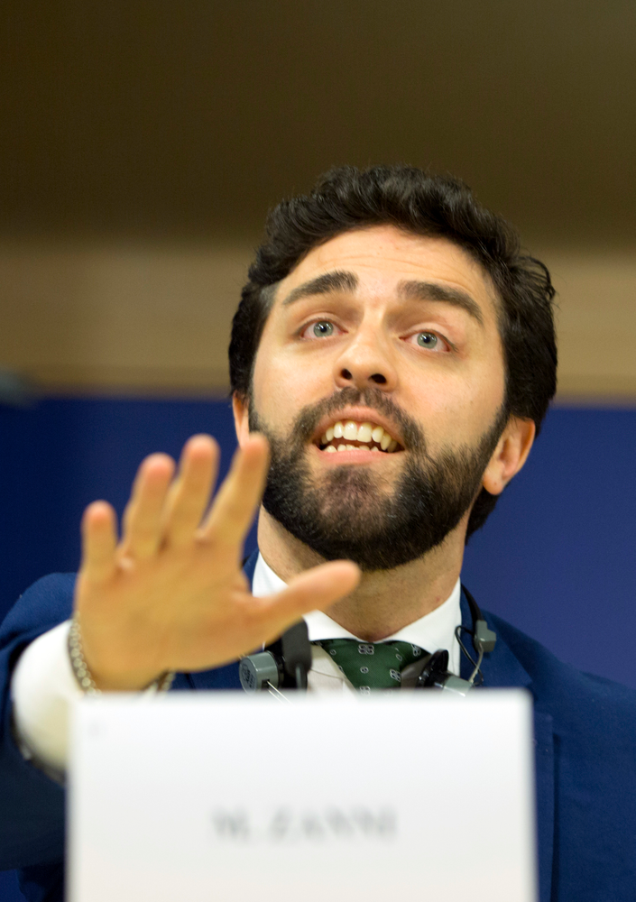 Italy's Lega party member and MEP Marco Zanni speaks during a media conference to announce the formation of a new far-right European Parliament group at the European Parliament in Brussels, Thursday, June 13, 2019. (AP Photo/Virginia Mayo) Italy's Lega party member and MEP Marco Zanni speaks during a media conference to announce the formation of a new far-right European Parliament group at the European Parliament in Brussels, Thursday, June 13, 2019. (AP Photo/Virginia Mayo)