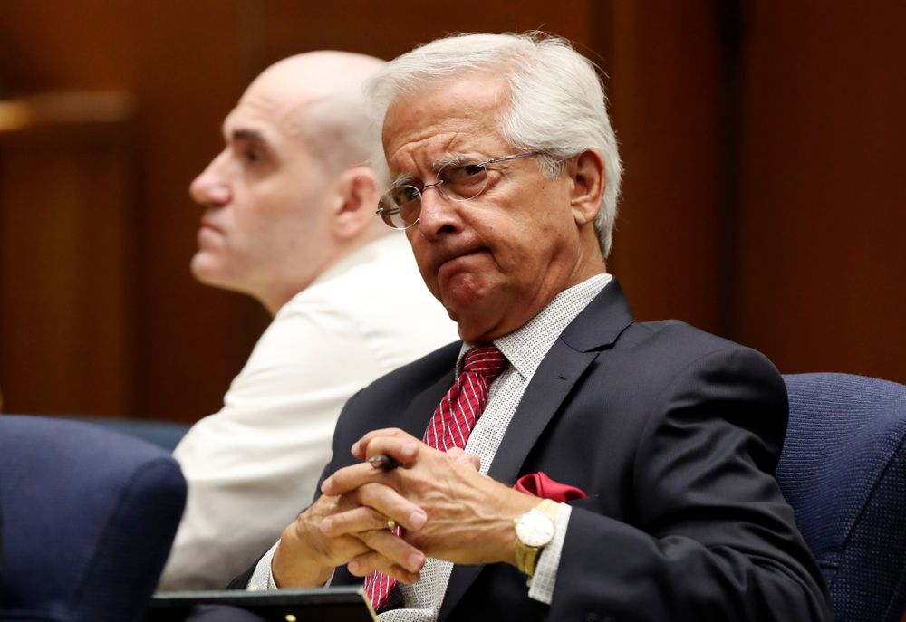 Attorney Daniel Nardoni, right, sits next to his client Michael Gargiulo during a court appearance Tuesday, Aug. 6, 2019, in Los Angeles. Closing arguments started Tuesday in the trial of an air conditioning repairman charged with killing two Southern California women and attempting to kill a third. (Lucy Nicholson, Pool Photo via AP) Attorney Daniel Nardoni, right, sits next to his client Michael Gargiulo during a court appearance Tuesday, Aug. 6, 2019, in Los Angeles. Closing arguments started Tuesday in the trial of an air conditioning repairman charged with killing two Southern California women and attempting to kill a third. (Lucy Nicholson, Pool Photo via AP)