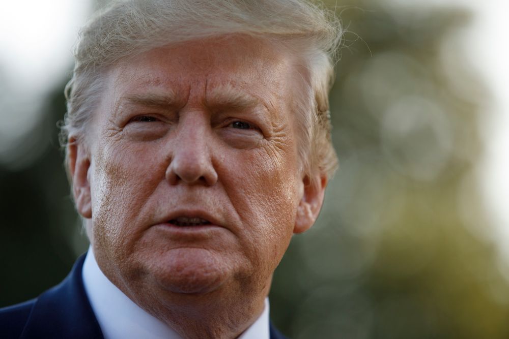 President Donald Trump pauses as he talks to media before boarding Maine One at the White House in Washington, Friday, Aug. 30, 2019, en route to Camp David in Maryland. (AP Photo/Carolyn Kaster) President Donald Trump pauses as he talks to media before boarding Maine One at the White House in Washington, Friday, Aug. 30, 2019, en route to Camp David in Maryland. (AP Photo/Carolyn Kaster)