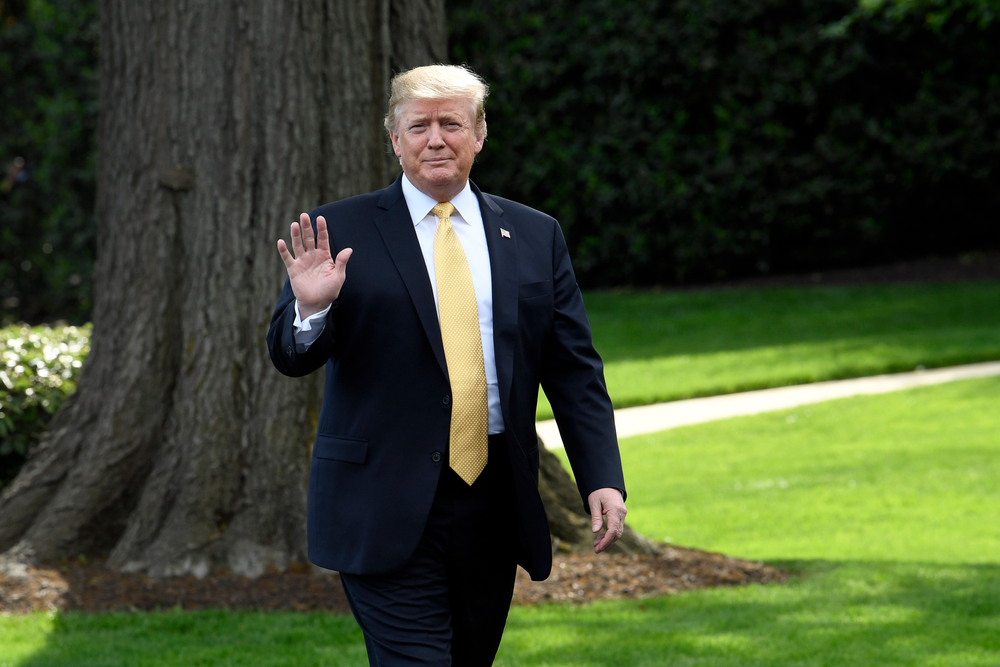 President Donald Trump waves as he arrives to speak on the South Lawn of the White House in Washington, Thursday, April 25, 2019, as part of the activities for Take Our Daughters and Sons to Work Day at the White House. (AP Photo/Susan Walsh) President Donald Trump waves as he arrives to speak on the South Lawn of the White House in Washington, Thursday, April 25, 2019, as part of the activities for Take Our Daughters and Sons to Work Day at the White House. (AP Photo/Susan Walsh)