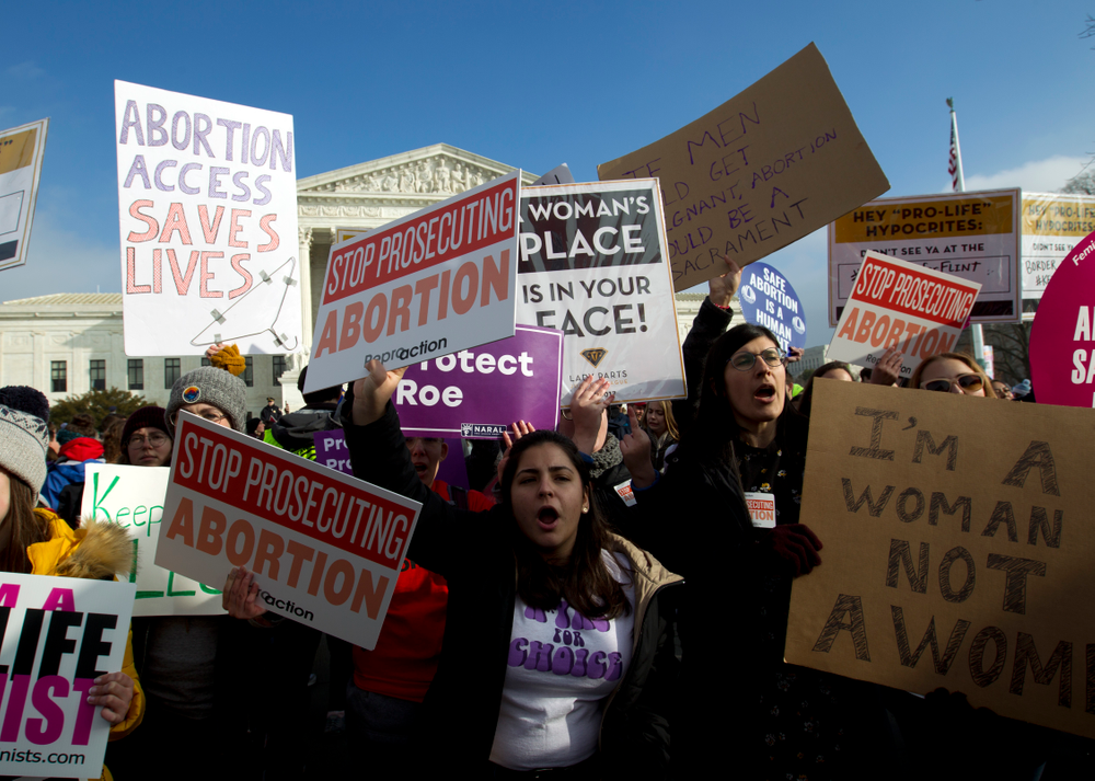 FILE - In this Jan. 18, 2019, file photo, abortion-rights activists protest outside of the U.S. Supreme Court, during the March for Life in Washington. After the Supreme Court’s landmark 1973 decision in Roe v. Wade, many states began imposing restrictions on abortion clinics. (AP Photo/Jose Luis Magana, File) FILE - In this Jan. 18, 2019, file photo, abortion-rights activists protest outside of the U.S. Supreme Court, during the March for Life in Washington. After the Supreme Court’s landmark 1973 decision in Roe v. Wade, many states began imposing restrictions on abortion clinics. (AP Photo/Jose Luis Magana, File)