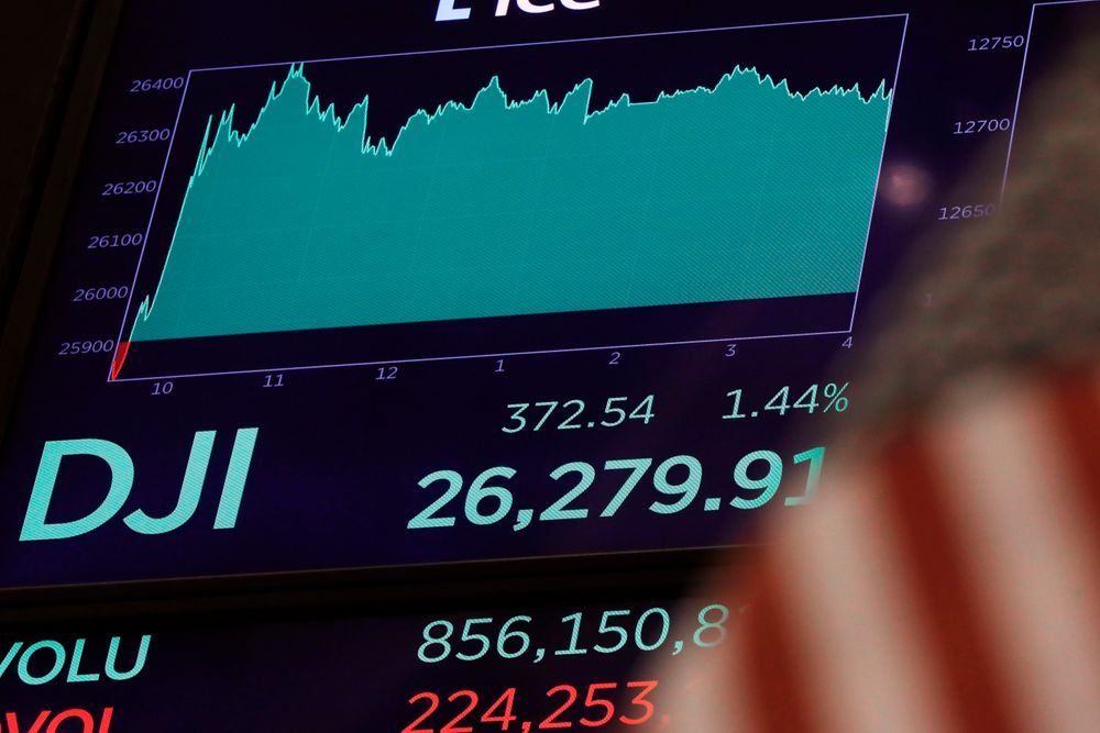 A board above the floor of the New York Stock Exchange shows the closing number for the Dow Jones industrial average, Tuesday, Aug. 13, 2019. Investors flipped back into buying mode Tuesday after the U.S. said it would hold off on tariffs of Chinese imports of mobile phones, toys and several other items typically on holiday shopping lists. (AP Photo/Richard Drew) A board above the floor of the New York Stock Exchange shows the closing number for the Dow Jones industrial average, Tuesday, Aug. 13, 2019. Investors flipped back into buying mode Tuesday after the U.S. said it would hold off on tariffs of Chinese imports of mobile phones, toys and several other items typically on holiday shopping lists. (AP Photo/Richard Drew)