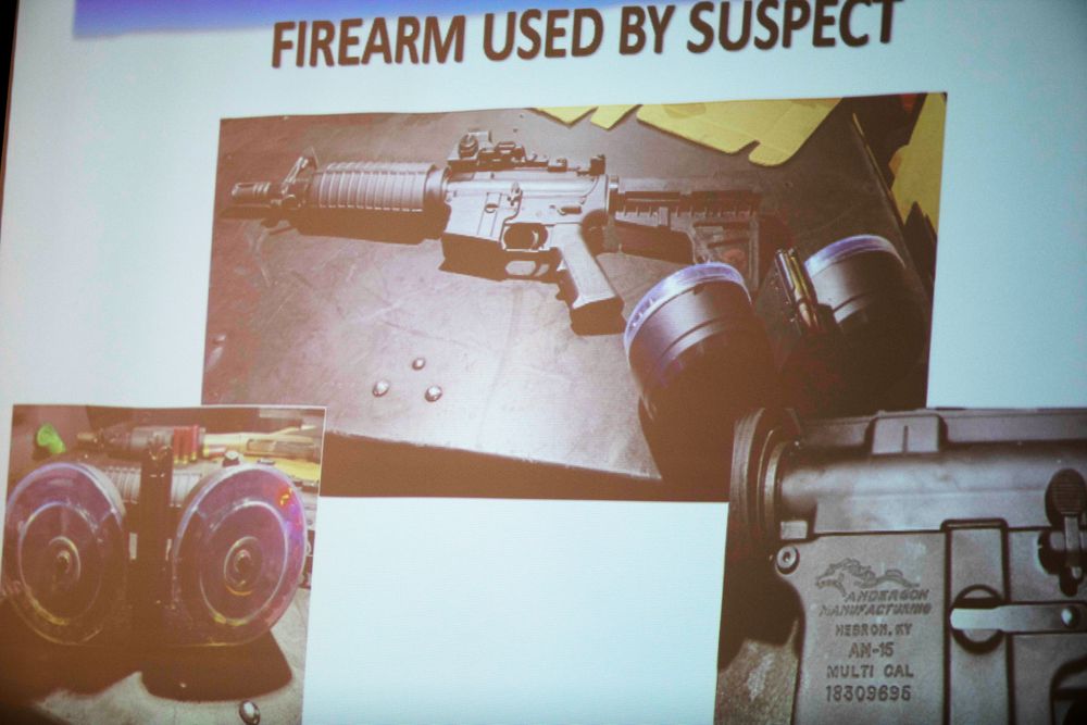 The firearm used by the shooter Connor Betts, 22, is projected on a screen during a news conference Sunday, Aug. 4, 2019, about a fatal mass shooting along the 400 block of E. Fifth Street, in Dayton, Ohio. California has some of the toughest gun laws in the nation, including a ban on the type of high-capacity ammunition magazines used in the nation’s three most recent public shootings, which claimed nearly three dozen lives. How long those types of laws will stand is a growing concern among gun control advocates in California and elsewhere. (Albert Cesare/The Cincinnati Enquirer via AP) The firearm used by the shooter Connor Betts, 22, is projected on a screen during a news conference Sunday, Aug. 4, 2019, about a fatal mass shooting along the 400 block of E. Fifth Street, in Dayton, Ohio. California has some of the toughest gun laws in the nation, including a ban on the type of high-capacity ammunition magazines used in the nation’s three most recent public shootings, which claimed nearly three dozen lives. How long those types of laws will stand is a growing concern among gun control advocates in California and elsewhere. (Albert Cesare/The Cincinnati Enquirer via AP)