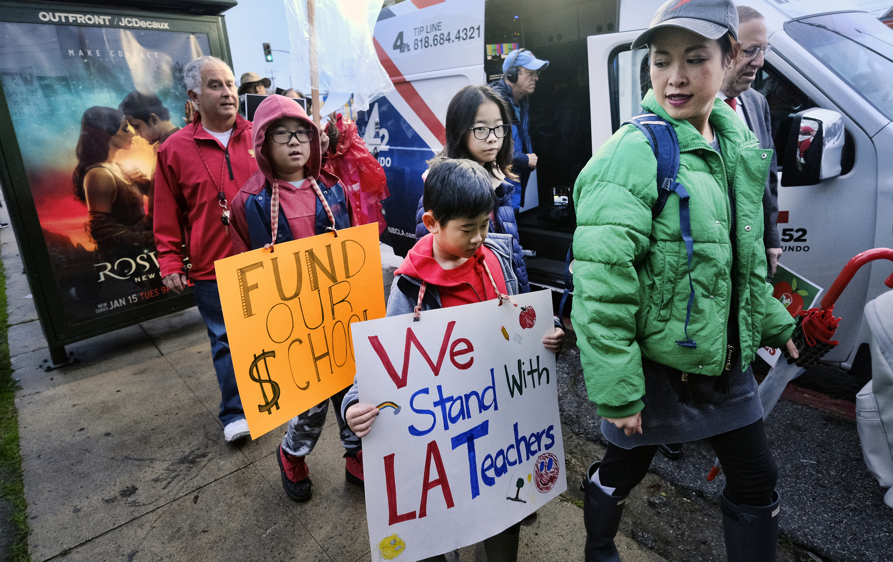 Parents, teachers and students carry signs and picket in front of Hamilton High School, Wednesday, Jan. 16, 2019, in Los Angeles during a citywide teacher strike. (AP Photo/Richard Vogel) Parents, teachers and students carry signs and picket in front of Hamilton High School, Wednesday, Jan. 16, 2019, in Los Angeles during a citywide teacher strike. (AP Photo/Richard Vogel)