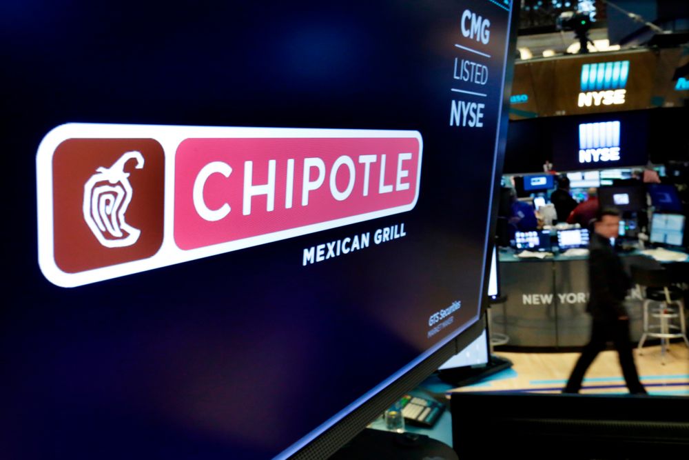 FILE - In this April 23, 2018, file photo, the logo for Chipotle appears above a trading post on the floor of the New York Stock Exchange. Fedir Hladyr, a 34-year-old Ukrainian, a member of a sophisticated international hacking group that authorities say targeted businesses in 47 states to steal credit and debit card records pleaded guilty Wednesday, Sept. 11, 2019, to hacking and wire fraud charges in Seattle. The plea agreement says the hacking group called FIN7 that launched attacks against hundreds of U.S. companies to steal financial information between 2015 and 2019. It's accused of stealing information involving about 15 million credit and debit cards, with more than $100 million in losses Companies hit by the hacking included Chipotle, Arby's Red Robin and Jason's Deli, prosecutors said. (AP Photo/Richard Drew, File) FILE - In this April 23, 2018, file photo, the logo for Chipotle appears above a trading post on the floor of the New York Stock Exchange. Fedir Hladyr, a 34-year-old Ukrainian, a member of a sophisticated international hacking group that authorities say targeted businesses in 47 states to steal credit and debit card records pleaded guilty Wednesday, Sept. 11, 2019, to hacking and wire fraud charges in Seattle. The plea agreement says the hacking group called FIN7 that launched attacks against hundreds of U.S. companies to steal financial information between 2015 and 2019. It's accused of stealing information involving about 15 million credit and debit cards, with more than $100 million in losses Companies hit by the hacking included Chipotle, Arby's Red Robin and Jason's Deli, prosecutors said. (AP Photo/Richard Drew, File)