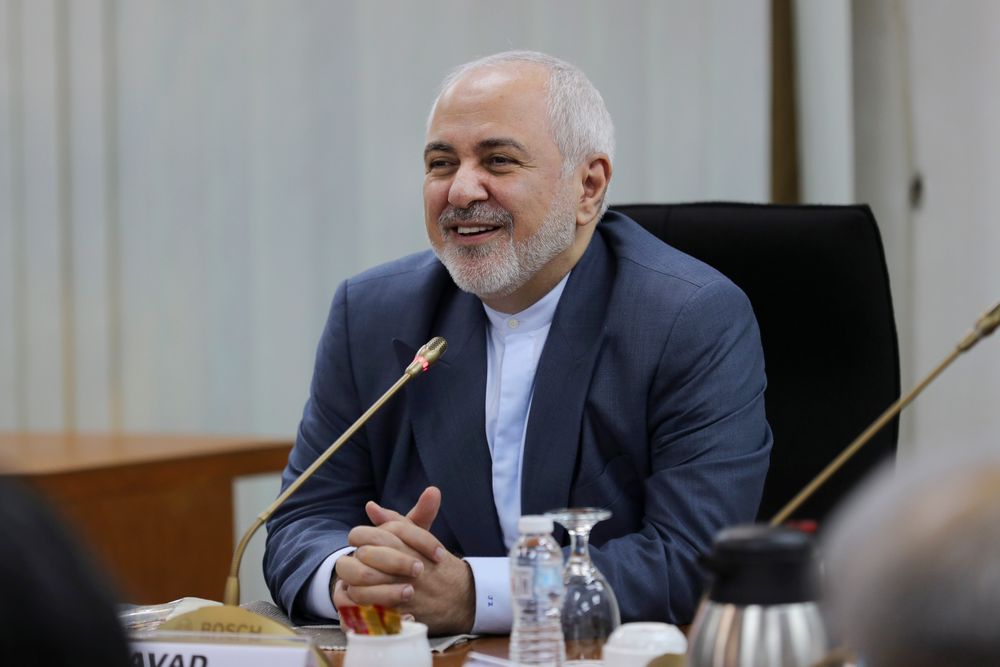 Iranian Foreign Minister Mohammad Javad Zarif smiles as he speaks during a forum titled Iranian Foreign Minister Mohammad Javad Zarif smiles as he speaks during a forum titled