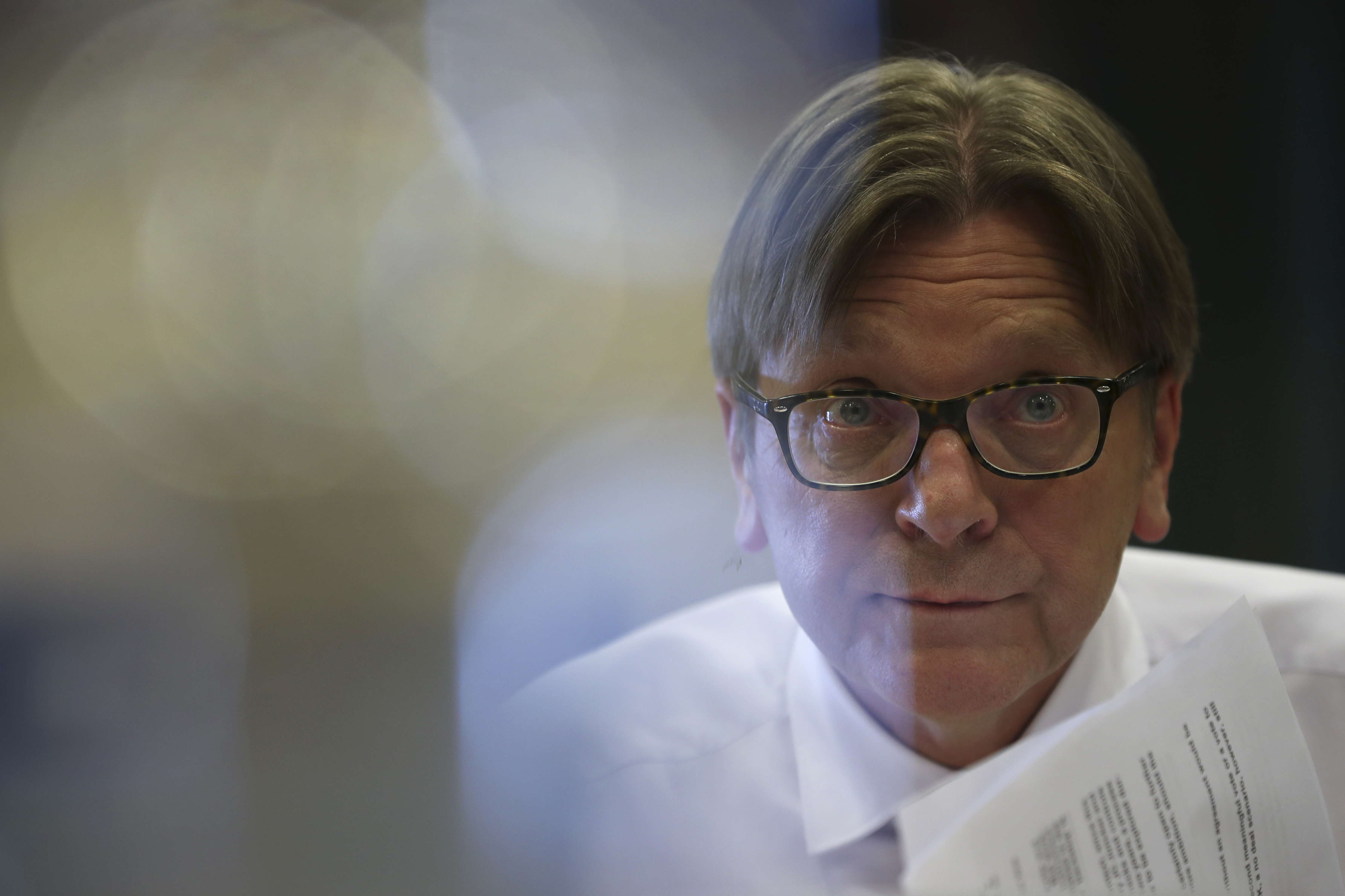 The European Parliament's top Brexit official Guy Verhofstadt pauses, as he talks during a debate about Britain's Brexit split from the EU at the European Parliament in Brussels, Thursday, March 7, 2019. Verhofstadt says he does not want a long extension of the Brexit departure date and not one that would go beyond the May elections for the legislators. (AP Photo/Francisco Seco) The European Parliament's top Brexit official Guy Verhofstadt pauses, as he talks during a debate about Britain's Brexit split from the EU at the European Parliament in Brussels, Thursday, March 7, 2019. Verhofstadt says he does not want a long extension of the Brexit departure date and not one that would go beyond the May elections for the legislators. (AP Photo/Francisco Seco)