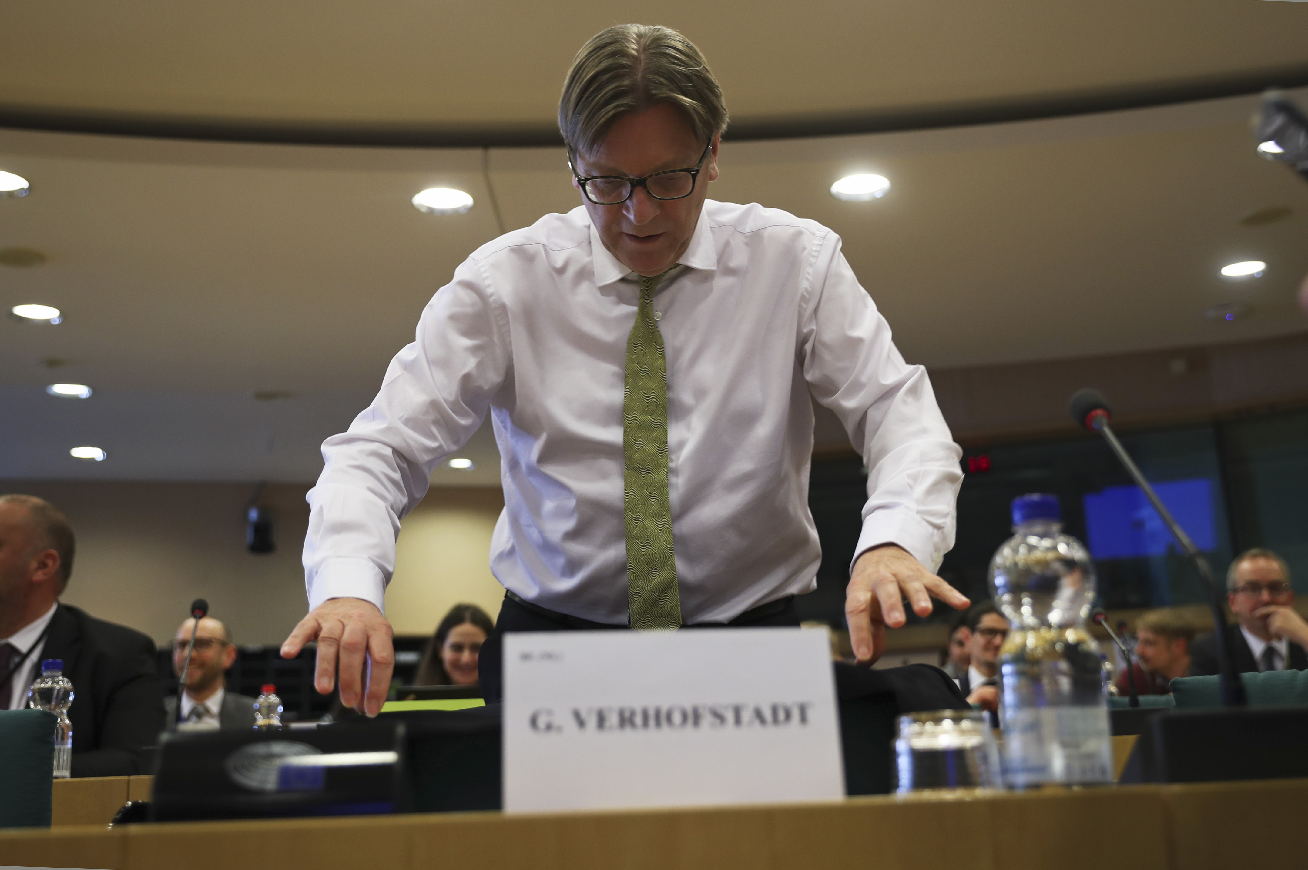 The European Parliament's top Brexit official Guy Verhofstadt arrives for a debate about Britain's Brexit split from the EU at the European Parliament in Brussels, Thursday, March 7, 2019. Verhofstadt says he does not want a long extension of the Brexit departure date and not one that would go beyond the May elections for the legislators. (AP Photo/Francisco Seco) The European Parliament's top Brexit official Guy Verhofstadt arrives for a debate about Britain's Brexit split from the EU at the European Parliament in Brussels, Thursday, March 7, 2019. Verhofstadt says he does not want a long extension of the Brexit departure date and not one that would go beyond the May elections for the legislators. (AP Photo/Francisco Seco)