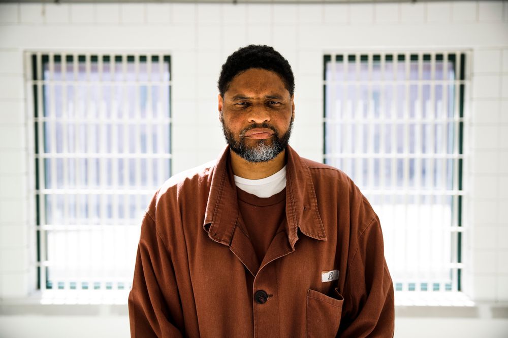 In this Thursday, Aug. 29, 2019 photo incarcerated filmmaker Marvin poses for a portrait at the State Correctional Institution in Chester, Pa. Eastern State Penitentiary, a former prison that's now a museum in Philadelphia is showcasing the work of currently incarcerated filmmakers, projecting the animated shorts onto its outside walls. The new exhibit titled “Hidden Lives Illuminated” offers a glimpse into the lives of these inmates to passersby and museum visitors alike. (AP Photo/Matt Rourke) In this Thursday, Aug. 29, 2019 photo incarcerated filmmaker Marvin poses for a portrait at the State Correctional Institution in Chester, Pa. Eastern State Penitentiary, a former prison that's now a museum in Philadelphia is showcasing the work of currently incarcerated filmmakers, projecting the animated shorts onto its outside walls. The new exhibit titled “Hidden Lives Illuminated” offers a glimpse into the lives of these inmates to passersby and museum visitors alike. (AP Photo/Matt Rourke)