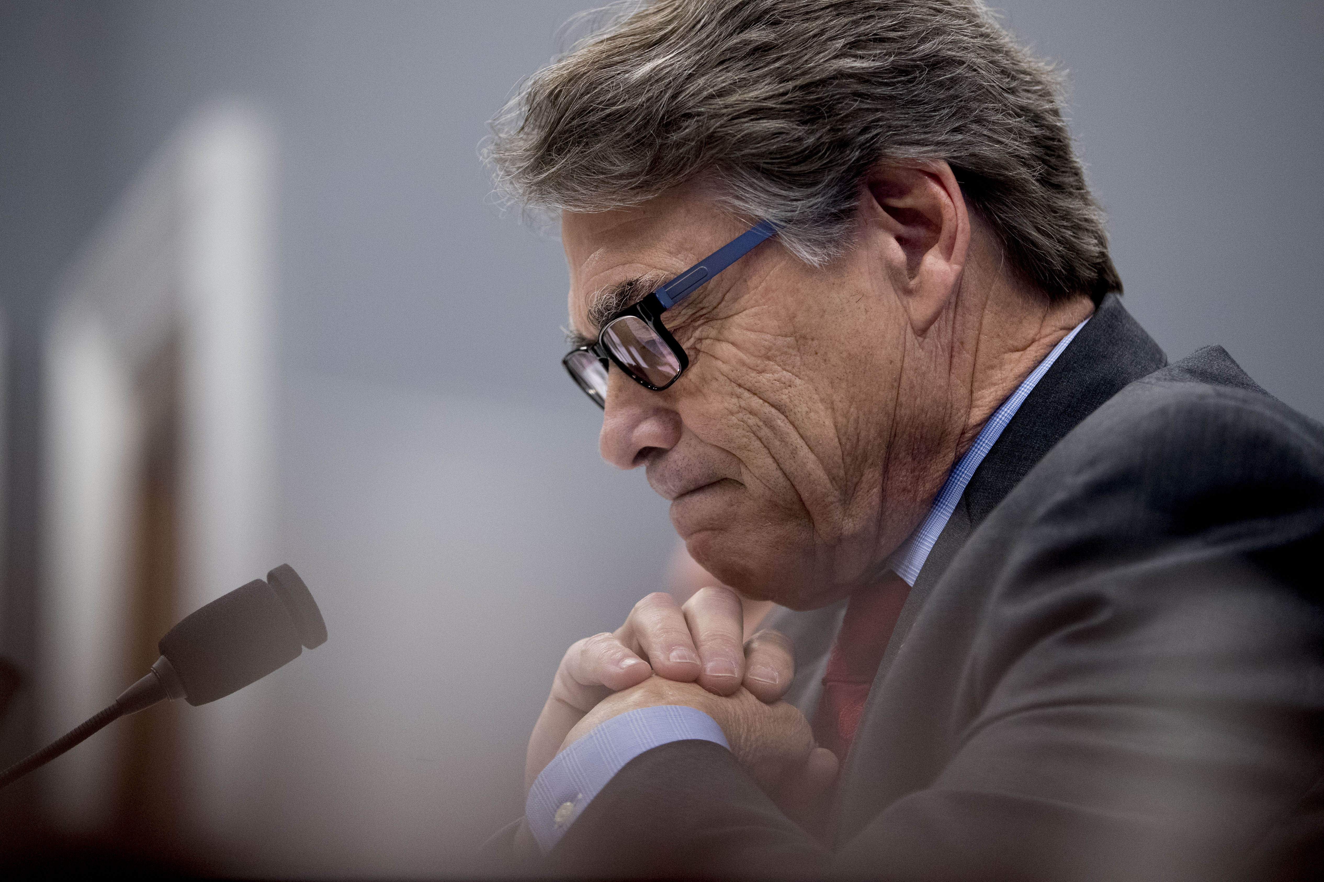 Energy Secretary Rick Perry pauses while speaking during a House Appropriations subcommittee hearing on budget on Capitol Hill in Washington, Tuesday, March 26, 2019. (AP Photo/Andrew Harnik) Energy Secretary Rick Perry pauses while speaking during a House Appropriations subcommittee hearing on budget on Capitol Hill in Washington, Tuesday, March 26, 2019. (AP Photo/Andrew Harnik)
