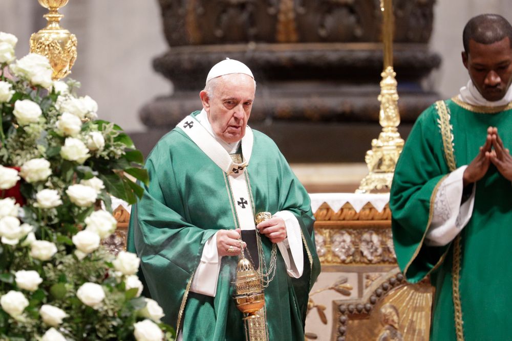 Pope Francis celebrates an opening Mass for the Amazon synod, in St. Peter's Basilica, at the Vatican, Sunday, Oct. 6, 2019. Pope Francis is opening a divisive meeting on preserving the Amazon and ministering to its indigenous peoples, as he fends off attacks from conservatives who are opposed to his ecological agenda.(AP Photo/Andrew Medichini) Pope Francis celebrates an opening Mass for the Amazon synod, in St. Peter's Basilica, at the Vatican, Sunday, Oct. 6, 2019. Pope Francis is opening a divisive meeting on preserving the Amazon and ministering to its indigenous peoples, as he fends off attacks from conservatives who are opposed to his ecological agenda.(AP Photo/Andrew Medichini)