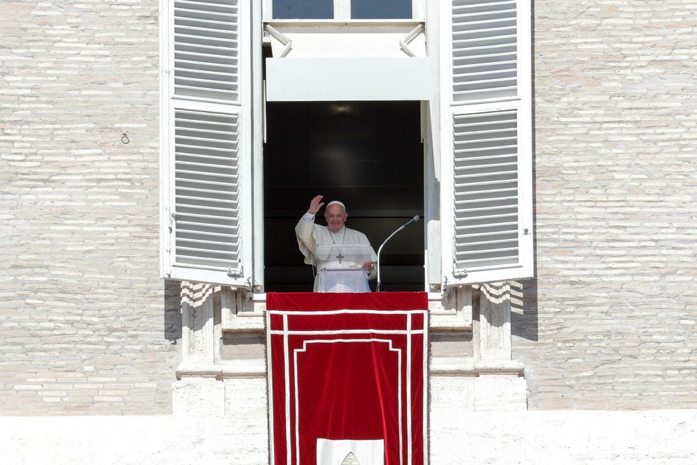 Pope Francis delivers his blessing during the Angelus noon prayer he recited from the window of his studio overlooking St. Peter's Square, at the Vatican, Sunday, Oct. 6, 2019. The pontiff earlier in the morning celebrated in St. Peter's Basilica an opening Mass for the Amazon synod. (AP Photo/Andrew Medichini) Pope Francis delivers his blessing during the Angelus noon prayer he recited from the window of his studio overlooking St. Peter's Square, at the Vatican, Sunday, Oct. 6, 2019. The pontiff earlier in the morning celebrated in St. Peter's Basilica an opening Mass for the Amazon synod. (AP Photo/Andrew Medichini)