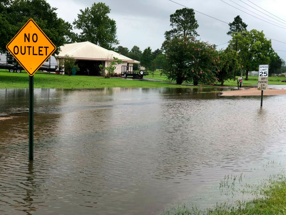 Floodwater pools near homes in St. Martinville, La., Sunday, July 14, 2019, in the aftermath of Tropical Storm Barry. (Carrie Cuchens via AP) Floodwater pools near homes in St. Martinville, La., Sunday, July 14, 2019, in the aftermath of Tropical Storm Barry. (Carrie Cuchens via AP)