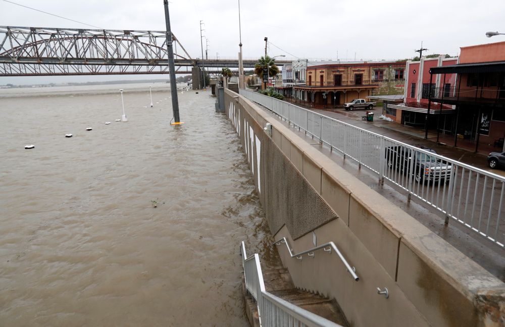 As the Atchafalaya River continues to rise due to the rains of Tropical Storm Barry, it becomes harder to see the Morgan City name on the sea wall, Saturday, July 13, 2019, in Morgan City, La. (AP Photo/Rogelio V. Solis) As the Atchafalaya River continues to rise due to the rains of Tropical Storm Barry, it becomes harder to see the Morgan City name on the sea wall, Saturday, July 13, 2019, in Morgan City, La. (AP Photo/Rogelio V. Solis)