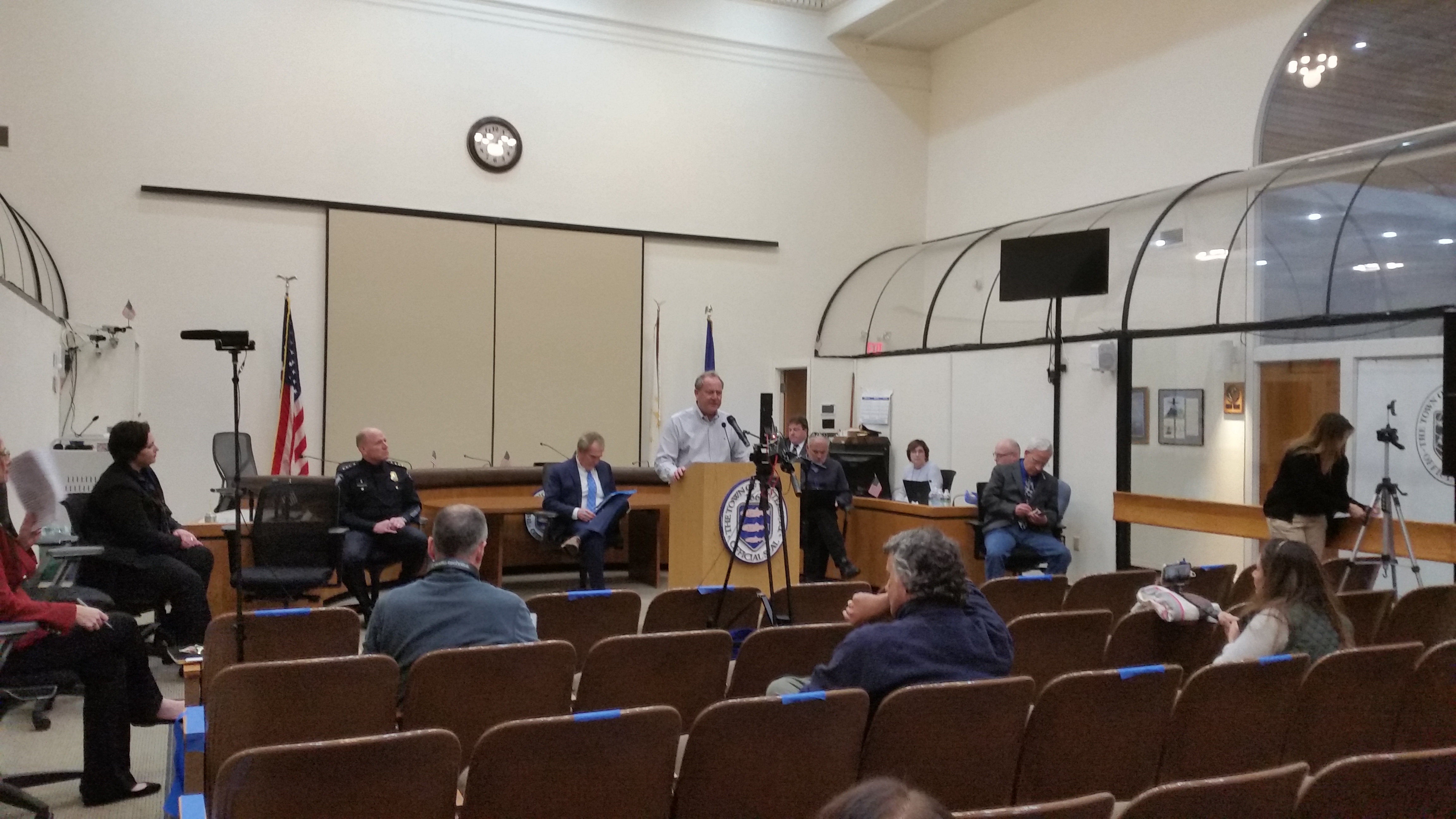 Westerly officials hold a press conference at Town Hall on Friday.