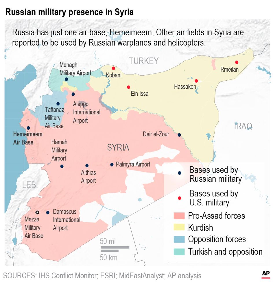 Russia has just one air base Hemeimeem, Other air fields in Syria are reported to be used by Russian warplanes.; Russia has just one air base Hemeimeem, Other air fields in Syria are reported to be used by Russian warplanes.;
