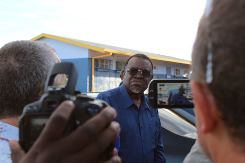 Namibian President Hage Geingob arrives to cast his vote in Windhoek, Namibia in the country's elections Wednesday, Nov. 27, 2019. Geingob's ruling party faces its biggest challenge since independence nearly three decades ago. The resource-rich southern African nation's registered 1.3 million voters are voting for president and National Assembly members. (AP Photo/Brandon van Wyk) Namibian President Hage Geingob arrives to cast his vote in Windhoek, Namibia in the country's elections Wednesday, Nov. 27, 2019. Geingob's ruling party faces its biggest challenge since independence nearly three decades ago. The resource-rich southern African nation's registered 1.3 million voters are voting for president and National Assembly members. (AP Photo/Brandon van Wyk)