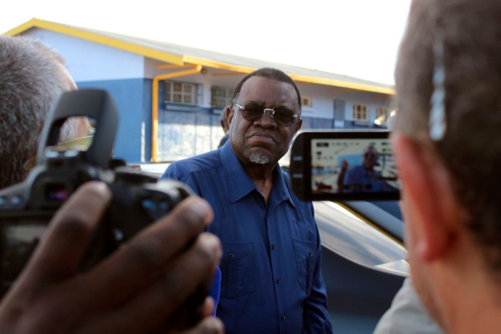 Namibian President Hage Geingob arrives to cast his vote in Windhoek, Namibia in the country's elections Wednesday, Nov. 27, 2019. Geingob's ruling party faces its biggest challenge since independence nearly three decades ago. The resource-rich southern African nation's registered 1.3 million voters are voting for president and National Assembly members. (AP Photo/Brandon van Wyk) Namibian President Hage Geingob arrives to cast his vote in Windhoek, Namibia in the country's elections Wednesday, Nov. 27, 2019. Geingob's ruling party faces its biggest challenge since independence nearly three decades ago. The resource-rich southern African nation's registered 1.3 million voters are voting for president and National Assembly members. (AP Photo/Brandon van Wyk)
