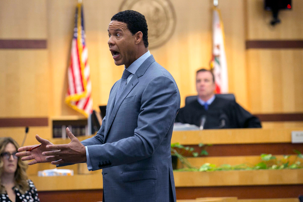 Brian Watkins, an attorney for former NFL football player Kellen Winslow Jr., gives his opening statement to the jury during Winslow's rape trial, Monday, May 20, 2019, in Vista, Calif. (John Gibbins/The San Diego Union-Tribune via AP, Pool) Brian Watkins, an attorney for former NFL football player Kellen Winslow Jr., gives his opening statement to the jury during Winslow's rape trial, Monday, May 20, 2019, in Vista, Calif. (John Gibbins/The San Diego Union-Tribune via AP, Pool)