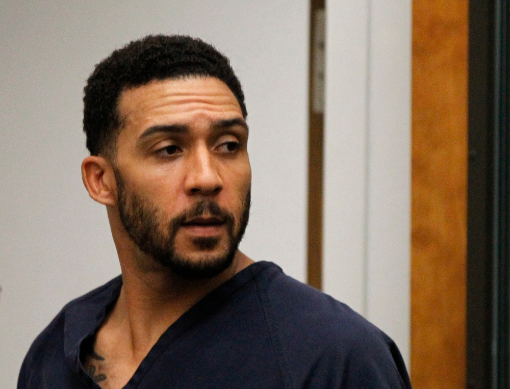 FILE - In this June 15, 2018, file photo, former NFL football player Kellen Winslow Jr., center, leaves his arraignment in Vista, Calif. Winslow, a former NFL No. 1 draft pick and son of a Hall of Famer who starred for his hometown San Diego Chargers, goes on trial Monday, May 20, 2019, on multiple charges including raping two women last year and raping an unconscious 17-year-old girl. He has pleaded not guilty to all charges.(Hayne Palmour/San Diego Union-Tribune via AP, Pool, File) FILE - In this June 15, 2018, file photo, former NFL football player Kellen Winslow Jr., center, leaves his arraignment in Vista, Calif. Winslow, a former NFL No. 1 draft pick and son of a Hall of Famer who starred for his hometown San Diego Chargers, goes on trial Monday, May 20, 2019, on multiple charges including raping two women last year and raping an unconscious 17-year-old girl. He has pleaded not guilty to all charges.(Hayne Palmour/San Diego Union-Tribune via AP, Pool, File)