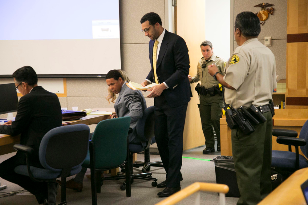 Former NFL football player Kellen Winslow Jr., standing center, takes his seat in the courtroom on the first day of his rape trial, Monday May 20, 2019, in Vista, Calif. (John Gibbins/The San Diego Union-Tribune via AP, Pool) Former NFL football player Kellen Winslow Jr., standing center, takes his seat in the courtroom on the first day of his rape trial, Monday May 20, 2019, in Vista, Calif. (John Gibbins/The San Diego Union-Tribune via AP, Pool)