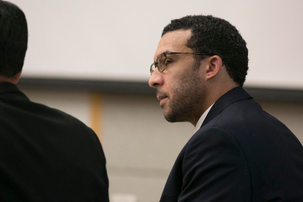 Former NFL football player Kellen Winslow Jr. looks at attorney Marc Carlos during his rape trial, Monday, May 20, 2019, in Vista, Calif. (John Gibbins/The San Diego Union-Tribune via AP, Pool) Former NFL football player Kellen Winslow Jr. looks at attorney Marc Carlos during his rape trial, Monday, May 20, 2019, in Vista, Calif. (John Gibbins/The San Diego Union-Tribune via AP, Pool)