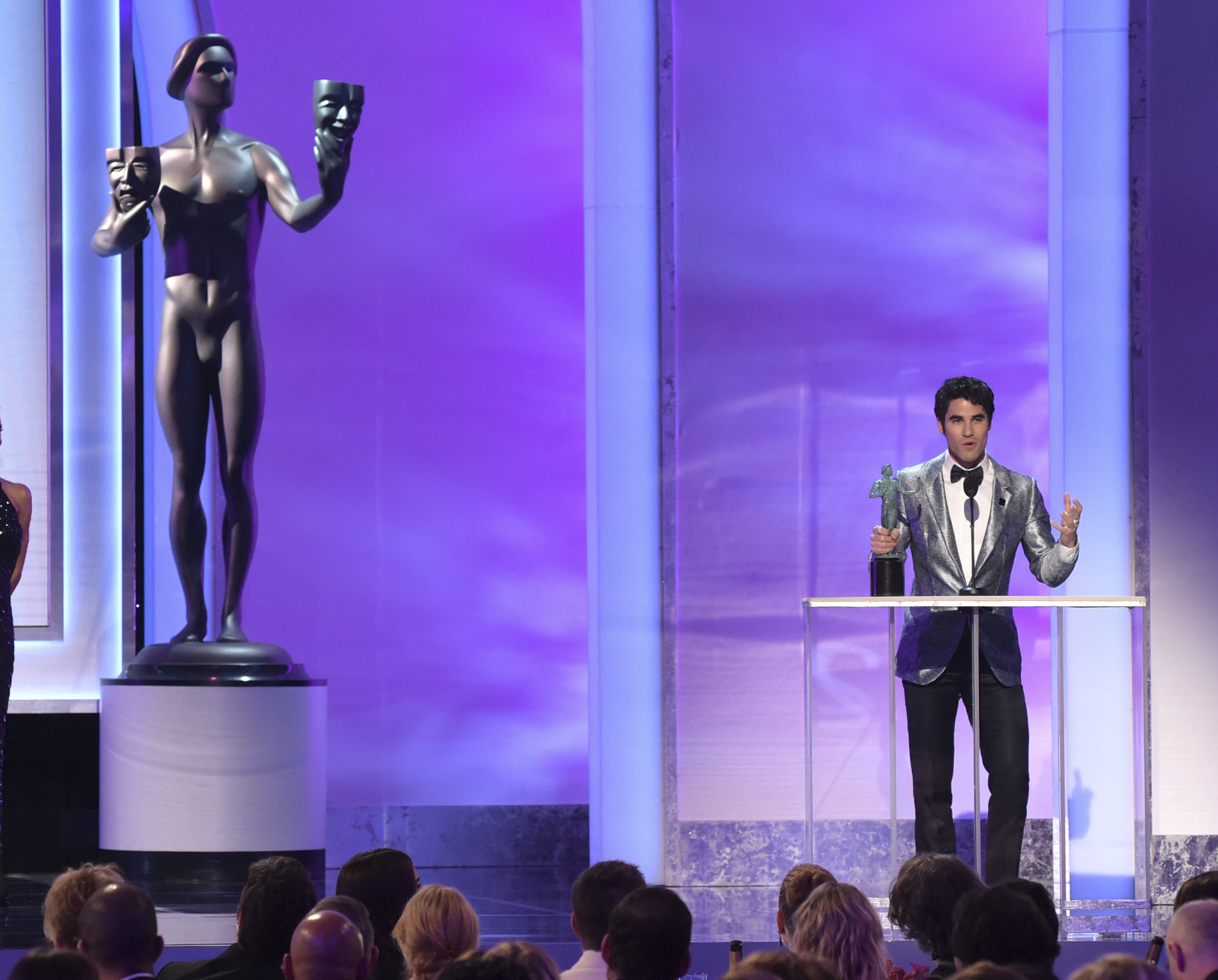 Darren Criss accepts the award for outstanding performance by a male actor in a television movie or limited series for Darren Criss accepts the award for outstanding performance by a male actor in a television movie or limited series for