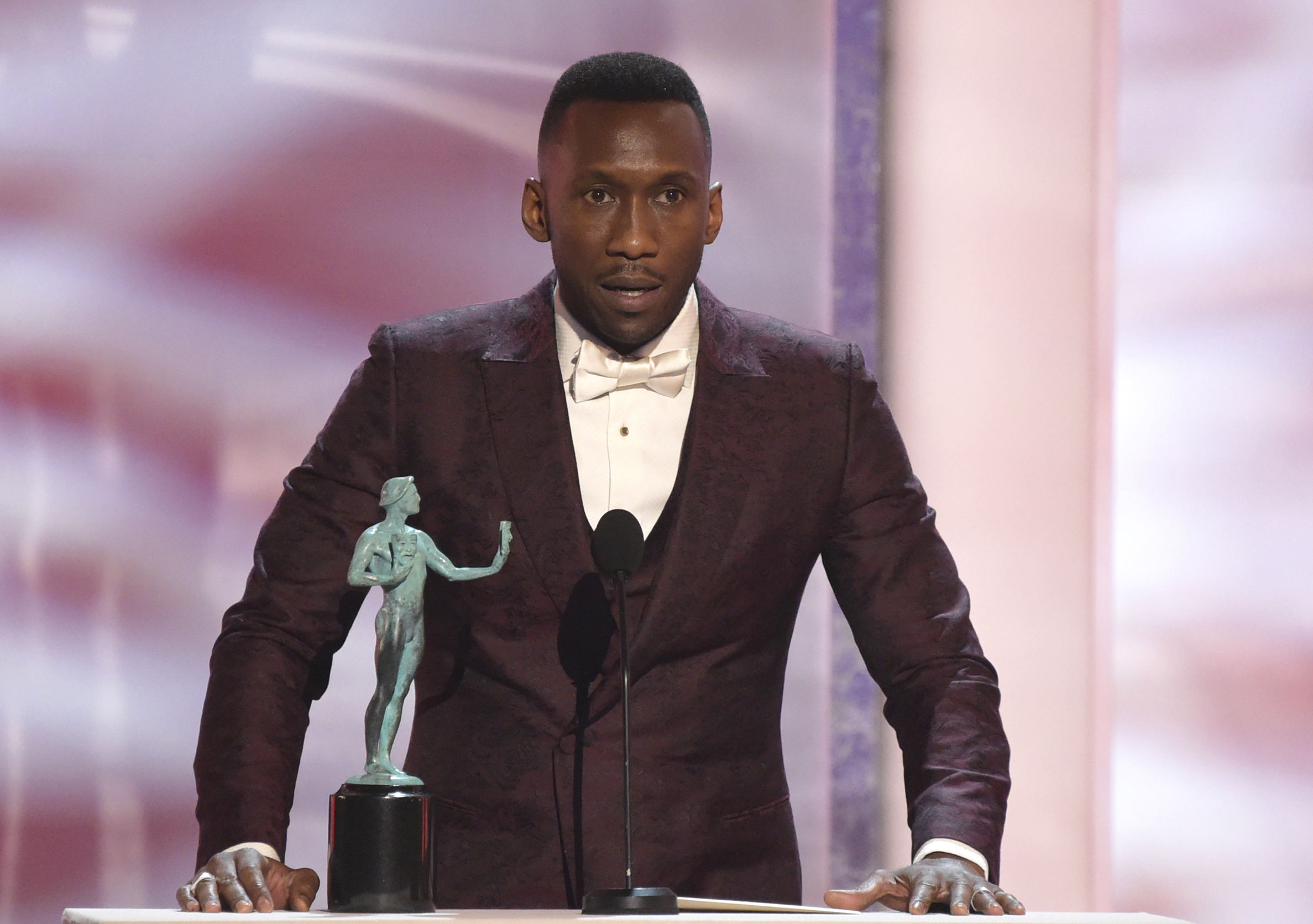 Mahershala Ali accepts the award for outstanding performance by a male actor in a supporting role for Mahershala Ali accepts the award for outstanding performance by a male actor in a supporting role for