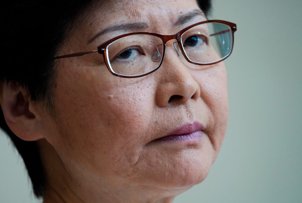 Hong Kong Chief Executive Carrie Lam, listens to reporters questions during a press conference at the government building in Hong Kong Tuesday, Sept. 10, 2019. Hong Kong leader Lam renews an appeal to pro-democracy protesters to halt violence and engage in dialogue, as the city's richest man urged the government to provide a way out for the mostly young demonstrators. (AP Photo/Vincent Yu) Hong Kong Chief Executive Carrie Lam, listens to reporters questions during a press conference at the government building in Hong Kong Tuesday, Sept. 10, 2019. Hong Kong leader Lam renews an appeal to pro-democracy protesters to halt violence and engage in dialogue, as the city's richest man urged the government to provide a way out for the mostly young demonstrators. (AP Photo/Vincent Yu)
