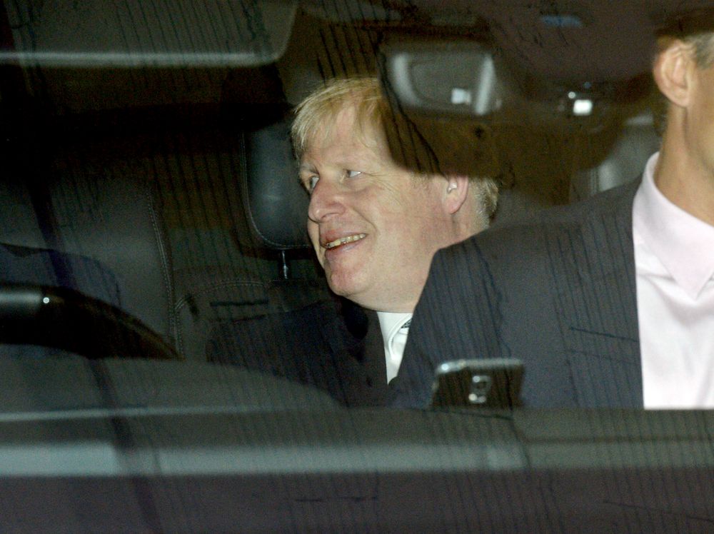 Conservative party leadership candidate Boris Johnson leaves a LBC talk radio interview in central London, Tuesday June 25, 2019. The two contenders for leadership of Britain's ruling Conservative Party will be put to a vote of party members nationwide, with the winner due to replace Prime Minister Theresa May as party leader and prime minister. (Kirsty O'Connor/PA via AP) Conservative party leadership candidate Boris Johnson leaves a LBC talk radio interview in central London, Tuesday June 25, 2019. The two contenders for leadership of Britain's ruling Conservative Party will be put to a vote of party members nationwide, with the winner due to replace Prime Minister Theresa May as party leader and prime minister. (Kirsty O'Connor/PA via AP)