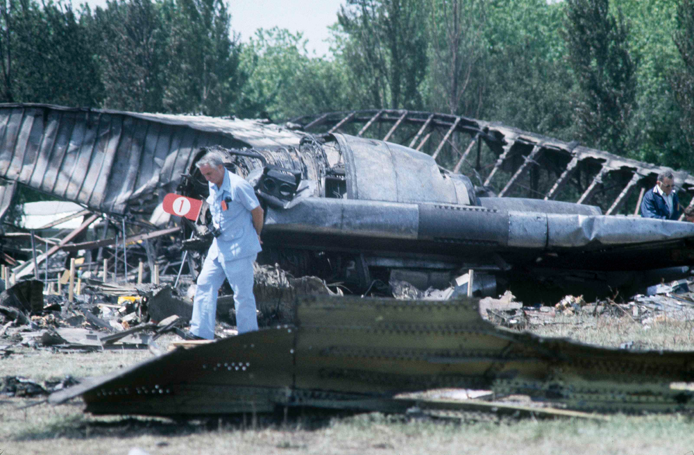 FILE - In this May 26, 1979 file photo, investigators view the wreckage of the ill-fated American Airlines Flight 191 to Los Angeles, which crashed on take off from O'Hare International Airport in Chicago. Decades later, the crash, moments after it took off, remains the deadliest aviation accident in U.S. history. The DC-10 was destined for Los Angeles when it lost one of its engines May 25, 1979, killing what investigators later determined were 273 people _ all 271 people aboard the jetliner and two people on the ground. (AP Photo/Fred Jewell File) FILE - In this May 26, 1979 file photo, investigators view the wreckage of the ill-fated American Airlines Flight 191 to Los Angeles, which crashed on take off from O'Hare International Airport in Chicago. Decades later, the crash, moments after it took off, remains the deadliest aviation accident in U.S. history. The DC-10 was destined for Los Angeles when it lost one of its engines May 25, 1979, killing what investigators later determined were 273 people _ all 271 people aboard the jetliner and two people on the ground. (AP Photo/Fred Jewell File)