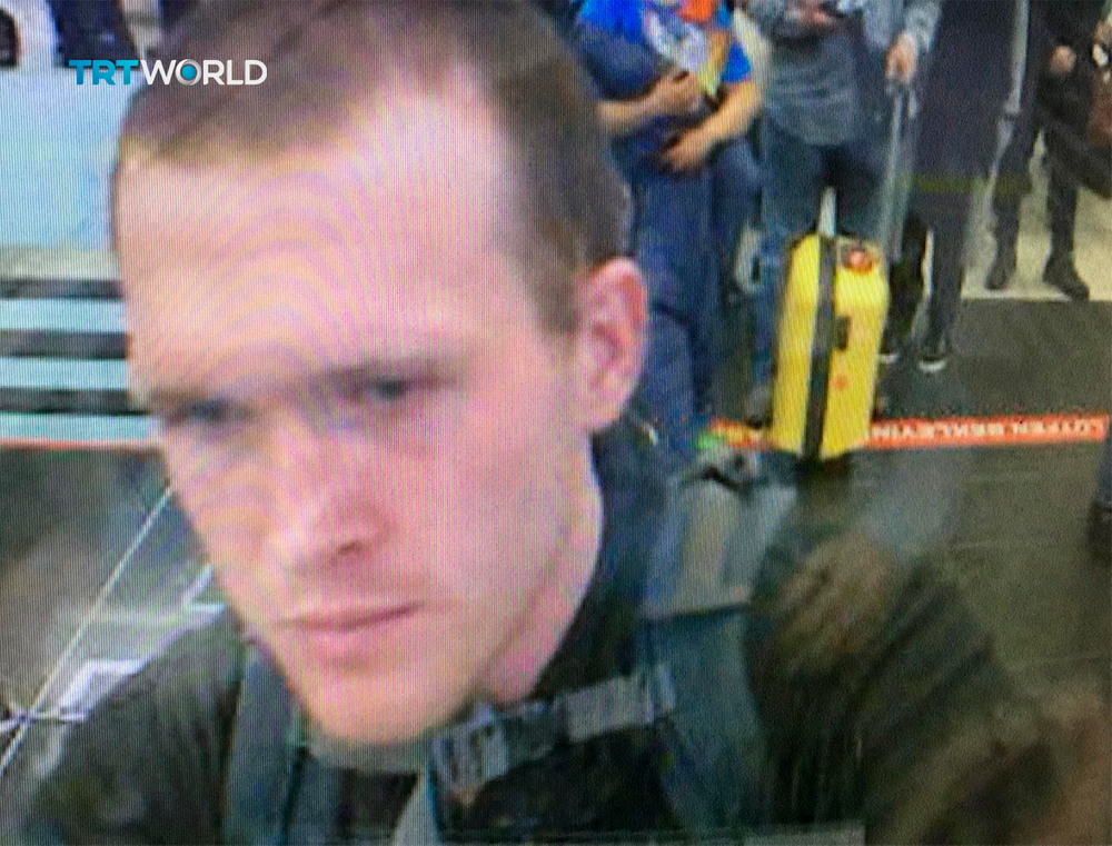 FILE - This image taken from CCTV video obtained by the state-run Turkish broadcaster TRT World and released March 16, 2019, shows Brenton Tarrant, the man suspected in the New Zealand mosque attacks, as he arrives in March 2016 at Istanbul's Ataturk International airport in Turkey. New Zealand Prime Minister Jacinda Ardern and about 30 other people got a chilling email from Tarrant. He attached a manifesto that was filled with racism and hatred as he tried to justify why he was about to carry out a massacre. (TRT World via AP, File) FILE - This image taken from CCTV video obtained by the state-run Turkish broadcaster TRT World and released March 16, 2019, shows Brenton Tarrant, the man suspected in the New Zealand mosque attacks, as he arrives in March 2016 at Istanbul's Ataturk International airport in Turkey. New Zealand Prime Minister Jacinda Ardern and about 30 other people got a chilling email from Tarrant. He attached a manifesto that was filled with racism and hatred as he tried to justify why he was about to carry out a massacre. (TRT World via AP, File)