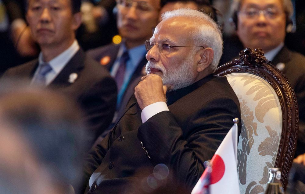 Indian Prime Minister Narendra Modi attends the East Asia Summit on the sidelines of the 35th Association of Southeast Asian Nations (ASEAN) summit in Nonthaburi, Thailand, Monday, Nov. 4, 2019. (AP Photo/Wason Wanichakorn) Indian Prime Minister Narendra Modi attends the East Asia Summit on the sidelines of the 35th Association of Southeast Asian Nations (ASEAN) summit in Nonthaburi, Thailand, Monday, Nov. 4, 2019. (AP Photo/Wason Wanichakorn)