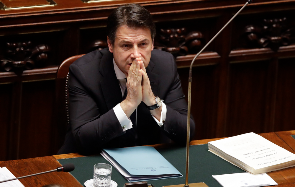 Italian Premier Giuseppe Conte sits before addressing the Lower Chamber of the Italian parliament in Rome, Tuesday, March 19, 2019. (AP Photo/Alessandra Tarantino) Italian Premier Giuseppe Conte sits before addressing the Lower Chamber of the Italian parliament in Rome, Tuesday, March 19, 2019. (AP Photo/Alessandra Tarantino)