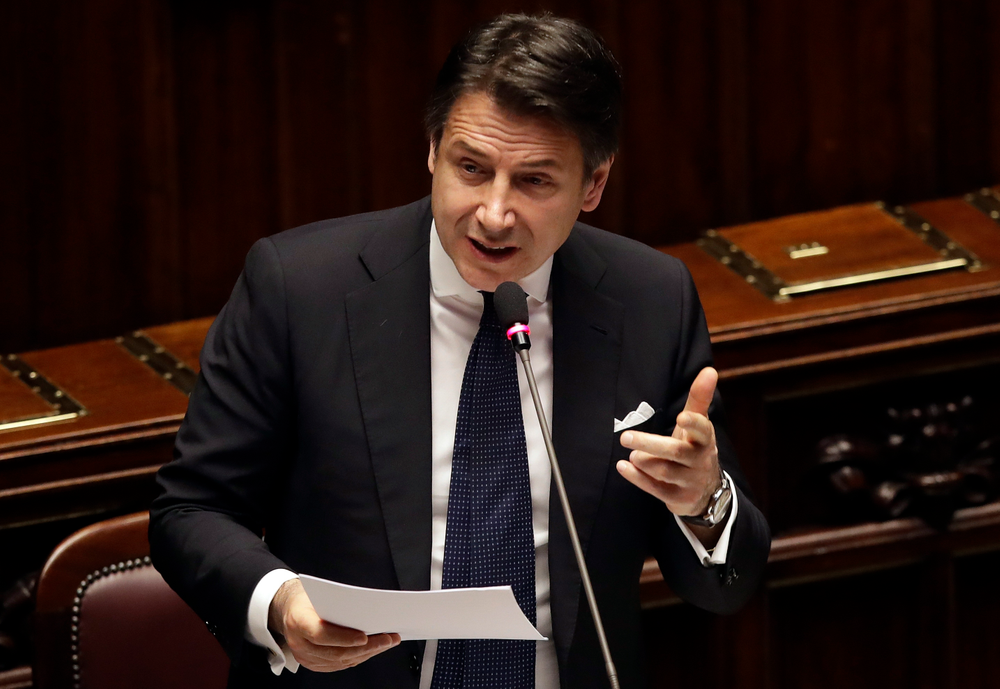 Italian Premier Giuseppe Conte addresses the Lower Chamber of the Italian parliament in Rome, Tuesday, March 19, 2019. (AP Photo/Alessandra Tarantino) Italian Premier Giuseppe Conte addresses the Lower Chamber of the Italian parliament in Rome, Tuesday, March 19, 2019. (AP Photo/Alessandra Tarantino)