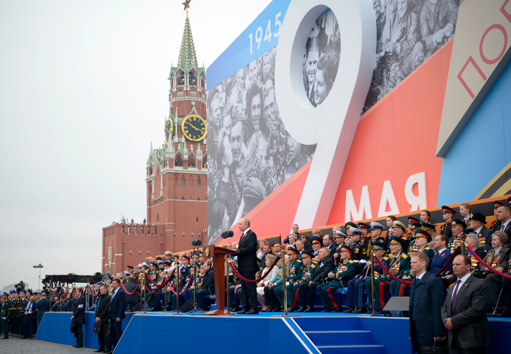 Russian President Vladimir Putin speaks during the Victory Day military parade marking 74 years since the victory in WWII in Red Square in Moscow, Russia, Thursday, May 9, 2019. (Alexei Nikolsky, Sputnik, Kremlin Pool Photo via AP) Russian President Vladimir Putin speaks during the Victory Day military parade marking 74 years since the victory in WWII in Red Square in Moscow, Russia, Thursday, May 9, 2019. (Alexei Nikolsky, Sputnik, Kremlin Pool Photo via AP)