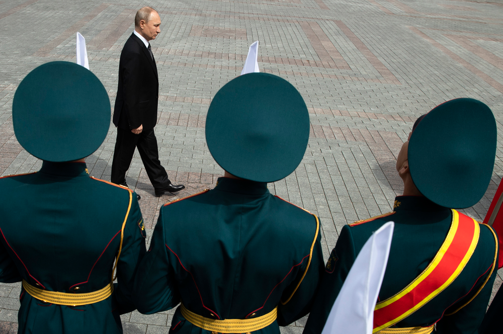 Russian President Vladimir Putin attends a wreath-laying ceremony at the Tomb of the Unknown Soldier after the military parade marking 74 years since the victory in WWII in Moscow, Russia, Thursday, May 9, 2019. (AP Photo/Pavel Golovkin) Russian President Vladimir Putin attends a wreath-laying ceremony at the Tomb of the Unknown Soldier after the military parade marking 74 years since the victory in WWII in Moscow, Russia, Thursday, May 9, 2019. (AP Photo/Pavel Golovkin)