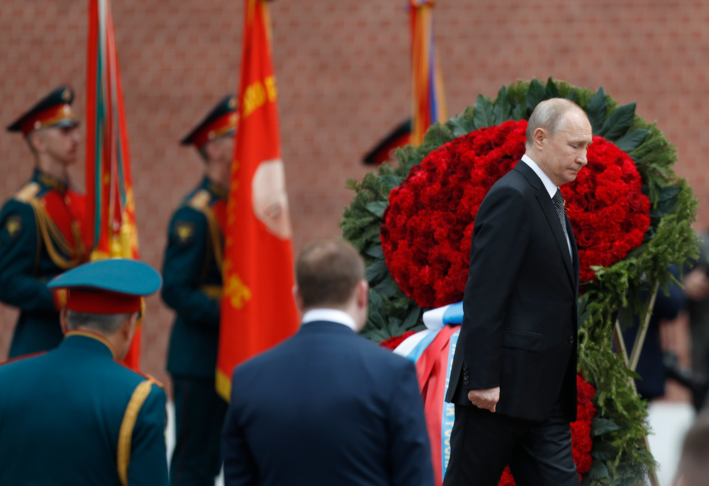 Russian President Vladimir Putin attends a wreath-laying ceremony at the Tomb of the Unknown Soldier after the military parade marking 74 years since the victory in WWII in Moscow, Russia, Thursday, May 9, 2019. (AP Photo/Pavel Golovkin) Russian President Vladimir Putin attends a wreath-laying ceremony at the Tomb of the Unknown Soldier after the military parade marking 74 years since the victory in WWII in Moscow, Russia, Thursday, May 9, 2019. (AP Photo/Pavel Golovkin)