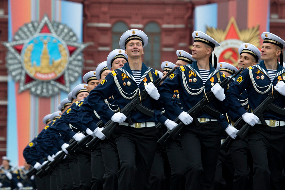 Russian troops march during the Victory Day military parade to celebrate 74 years since the victory in WWII in Red Square in Moscow, Russia, Thursday, May 9, 2019. (Putin has told the annual military Victory Day parade in Red Square that the country will continue to strengthen its armed forces. AP Photo/Alexander Zemlianichenko) Russian troops march during the Victory Day military parade to celebrate 74 years since the victory in WWII in Red Square in Moscow, Russia, Thursday, May 9, 2019. (Putin has told the annual military Victory Day parade in Red Square that the country will continue to strengthen its armed forces. AP Photo/Alexander Zemlianichenko)