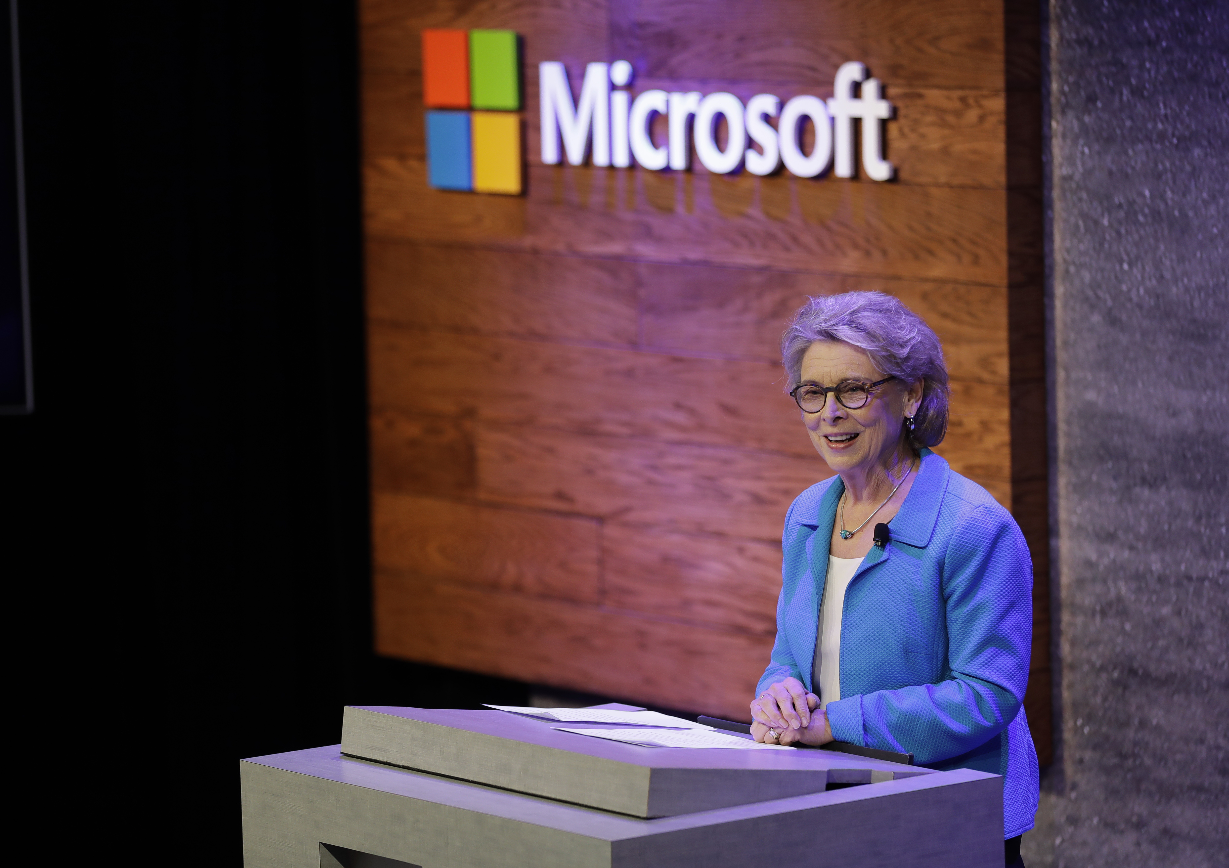 Former Washington Gov. Christine Gregoire, CEO of the Challenge Seattle organization, speaks Thursday, Jan. 17, 2019, during a news conference in Bellevue, Wash., to announce a $500 million pledge by Microsoft Corp. to develop affordable housing for low- and middle-income workers in response to the Seattle region's widening affordability gap and to also to address homelessness. (AP Photo/Ted S. Warren) Former Washington Gov. Christine Gregoire, CEO of the Challenge Seattle organization, speaks Thursday, Jan. 17, 2019, during a news conference in Bellevue, Wash., to announce a $500 million pledge by Microsoft Corp. to develop affordable housing for low- and middle-income workers in response to the Seattle region's widening affordability gap and to also to address homelessness. (AP Photo/Ted S. Warren)