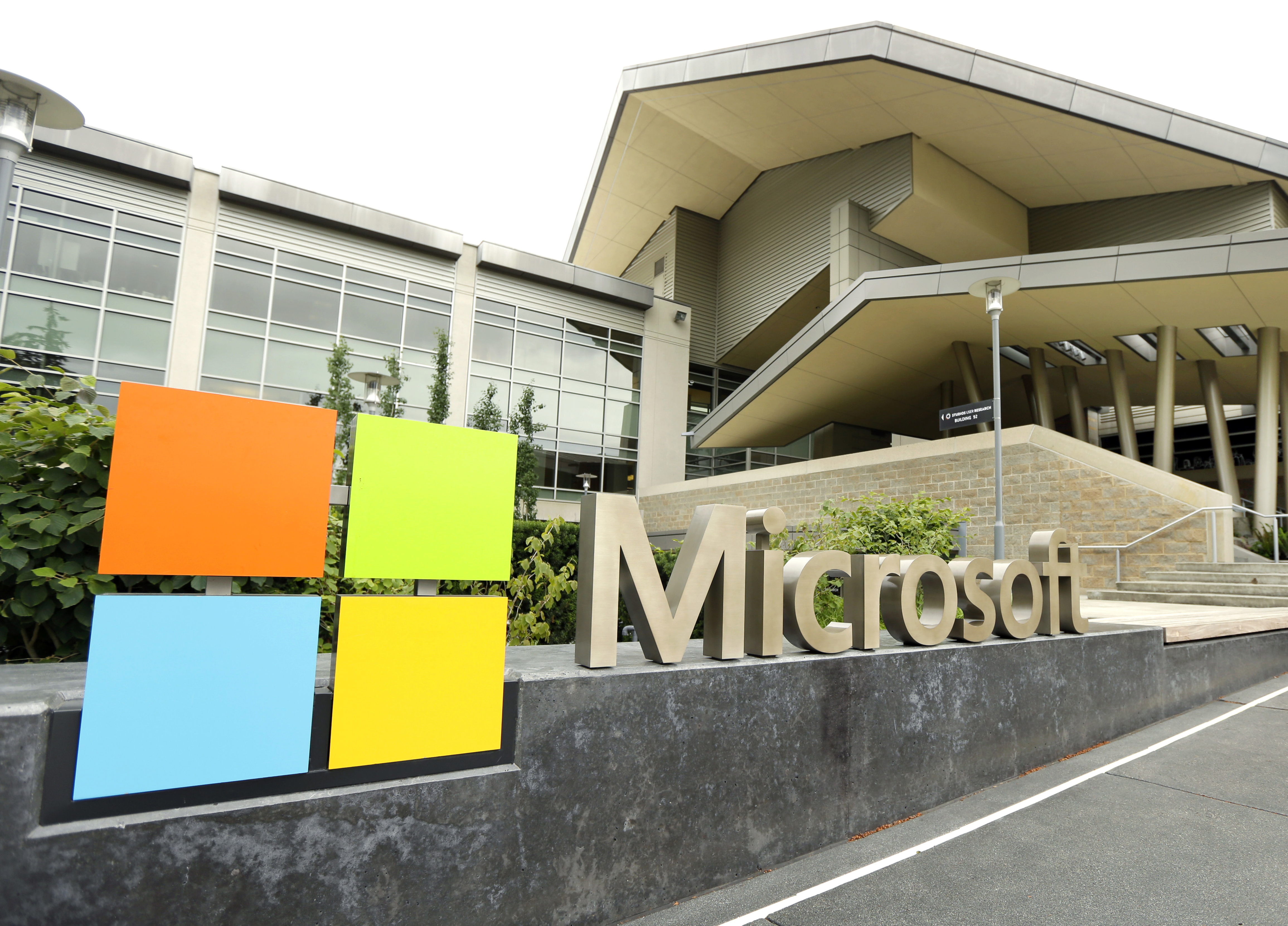 FILE - This July 3, 2014 file photo shows Microsoft Corp. signage outside the Microsoft Visitor Center in Redmond, Wash. Microsoft pledged $500 million to address homelessness and develop affordable housing in response to the Seattle region's widening affordability gap. The company, which plans a news conference Thursday, Jan. 17, 2019, will split the funds three ways. (AP Photo Ted S. Warren, File) FILE - This July 3, 2014 file photo shows Microsoft Corp. signage outside the Microsoft Visitor Center in Redmond, Wash. Microsoft pledged $500 million to address homelessness and develop affordable housing in response to the Seattle region's widening affordability gap. The company, which plans a news conference Thursday, Jan. 17, 2019, will split the funds three ways. (AP Photo Ted S. Warren, File)