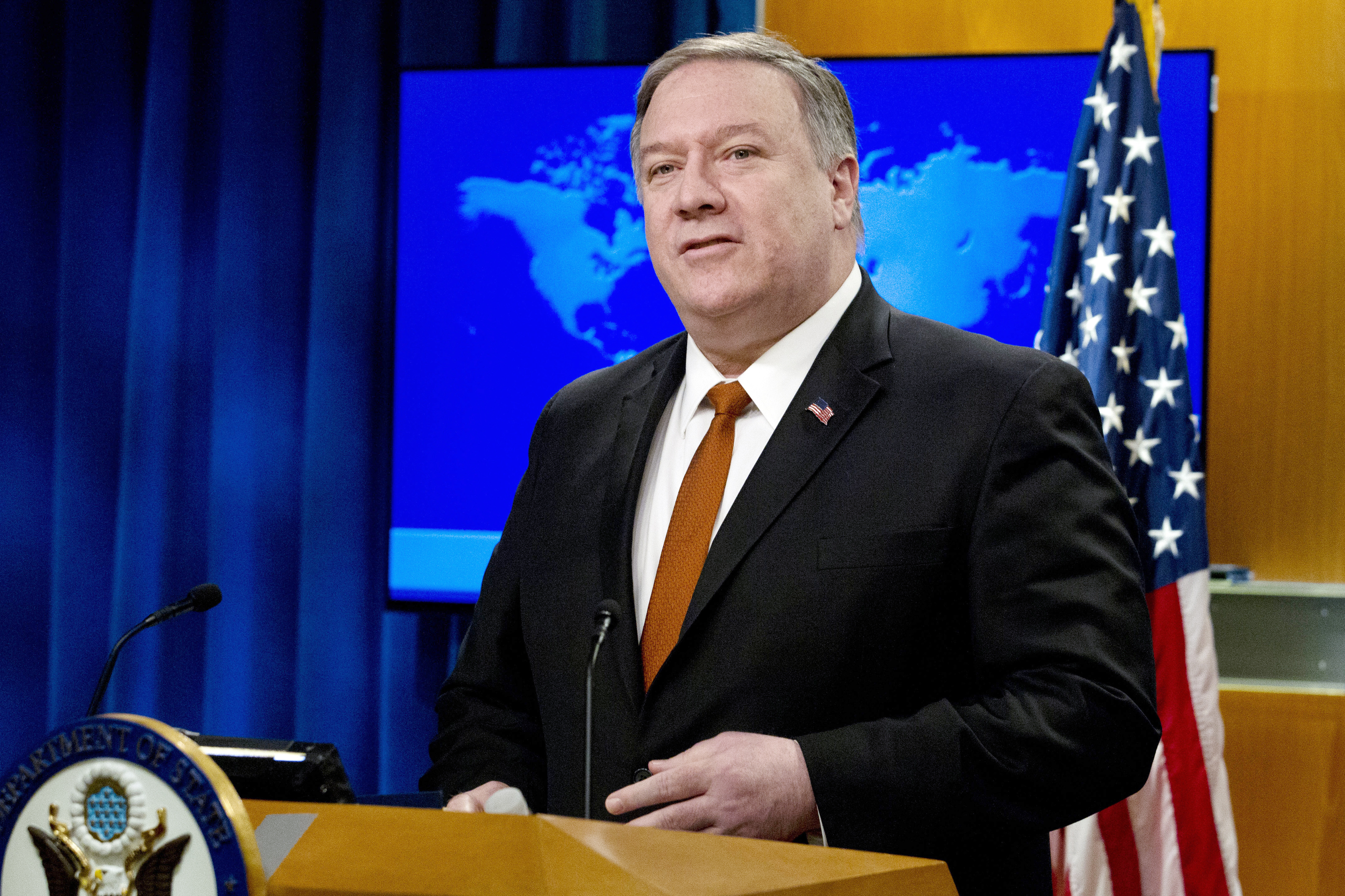 FILE - In this March 13, 2019, file photo, U.S. Secretary of State Mike Pompeo speaks during the release of the 2018 Country Reports on Human Rights Practices at the Department of State in Washington. China has responded to new U.S. allegations of human rights abuses with its own accusations of prejudice and interference, saying Washington should drop its “Cold War mentality” and stop interfering in China’s internal affairs. (AP Photo/Jose Luis Magana, File) FILE - In this March 13, 2019, file photo, U.S. Secretary of State Mike Pompeo speaks during the release of the 2018 Country Reports on Human Rights Practices at the Department of State in Washington. China has responded to new U.S. allegations of human rights abuses with its own accusations of prejudice and interference, saying Washington should drop its “Cold War mentality” and stop interfering in China’s internal affairs. (AP Photo/Jose Luis Magana, File)