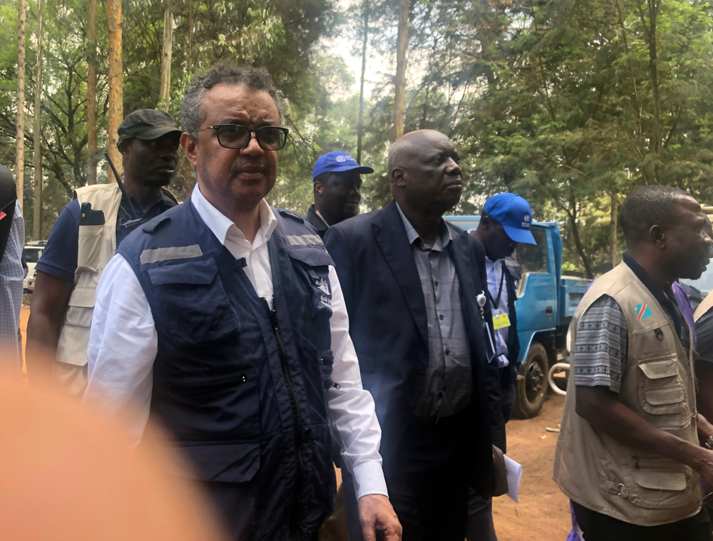 WHO Director-General, Dr Tedros Adhanom Ghebreyesus visits an Ebola treatment centre in Butembo, in the Democratic Republic of the Congo, Saturday March 9, 2019. Armed assailants again attacked an Ebola treatment center in the heart of eastern Congo's deadly outbreak on Saturday, with one police officer killed and health workers injured. (Dalia Lourenco/WHO via AP) WHO Director-General, Dr Tedros Adhanom Ghebreyesus visits an Ebola treatment centre in Butembo, in the Democratic Republic of the Congo, Saturday March 9, 2019. Armed assailants again attacked an Ebola treatment center in the heart of eastern Congo's deadly outbreak on Saturday, with one police officer killed and health workers injured. (Dalia Lourenco/WHO via AP)